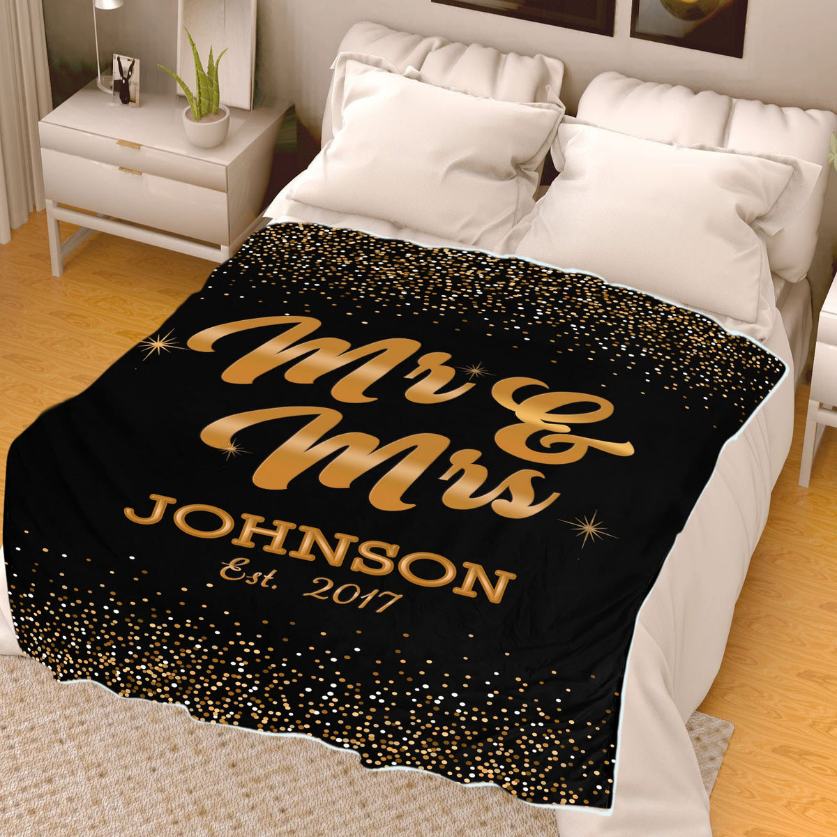 Custom Couple Blanket With Name And Wedding Year Celebrity Pair 6824