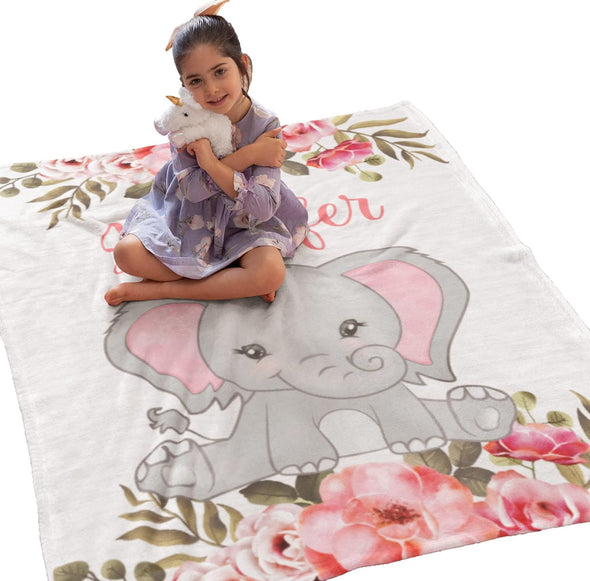 Personalized Little Baby Elephant Cozy Blanket – Custom Name Option | Perfect Gift for Your Beloved Child, Grandchild, Preschooler | Ideal for Christmas, Birthdays, Children's Day | Soft and Fuzzy Throw Blanket