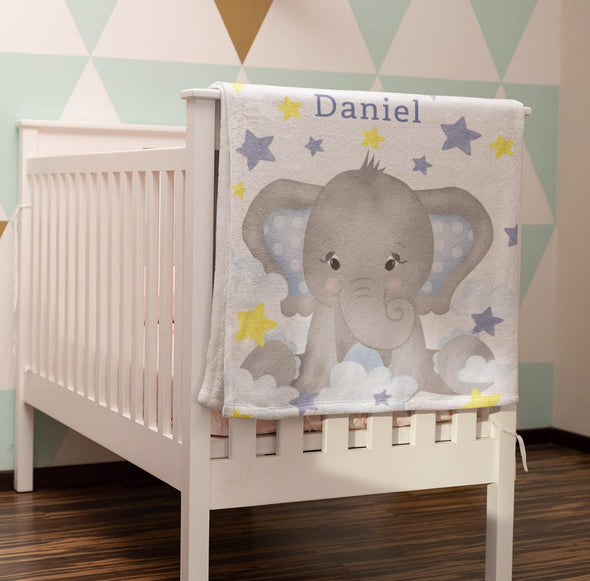 Adorable Personalized Little Elephant Gift Blanket – Customized for Kids, Grandkids, Toddlers | Perfect for Christmas, Birthdays, Children's Day | Ultra-Soft Warm Bed Blanket | Cozy Fleece Woven Design