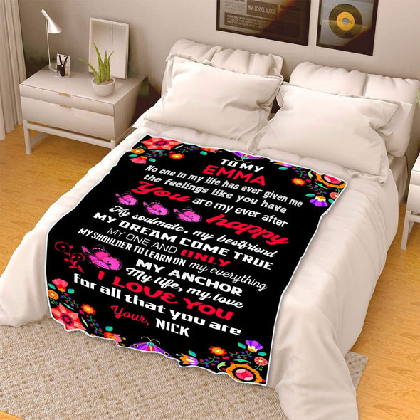 Customized Blanket for Couple, with Partner's Name and with Quotes, Wedding Gift, Valentine's Day Gift Super Soft and Cozy Blanket