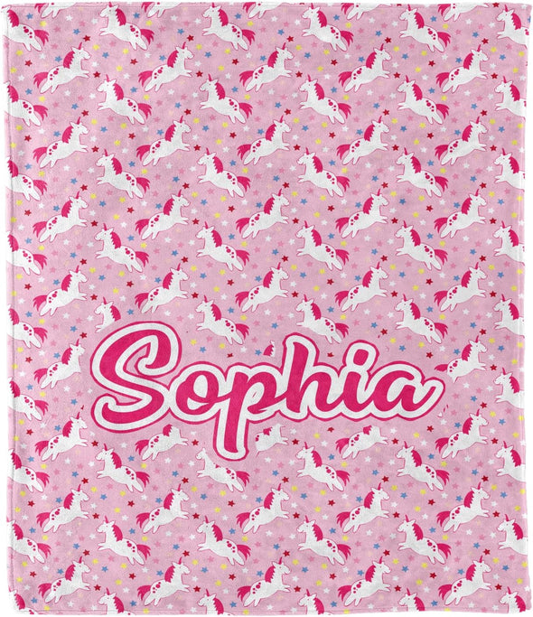 Personalized Name Blanket for Kids Children Boys Girls Baby, Gift from Family, Friends, Relatives for Birthday, Thanksgiving, Christmas, Customized Cute Unicorn Design Blanket, Printed in USA