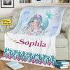 Customized Name Blanket for Kids, Cartoon Mermaid Design from Family, Friends, Relatives, Gift for Birthday, Thanksgiving, Christmas, Festivals, Proudly Shipped from USA Fleece or Sherpa Blanket