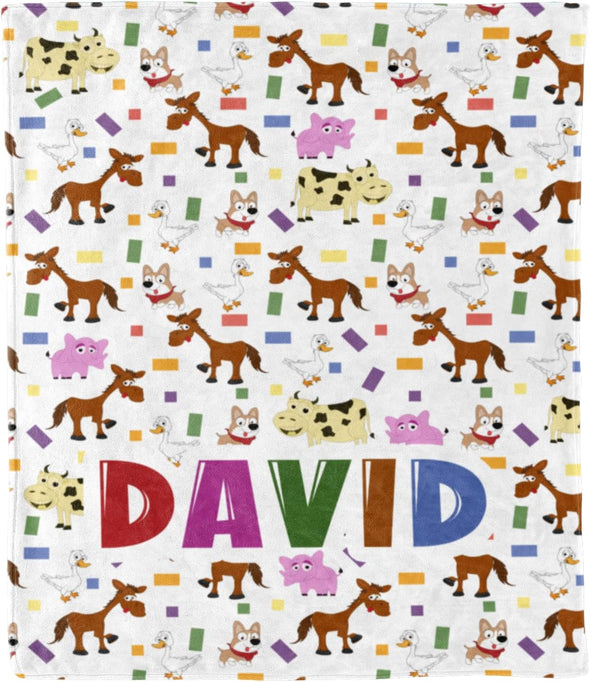 our Little One in Love: Personalized Kids' Name Blanket - Perfect Gift from Loved Ones for Birthdays, Holidays, and Special Occasions! Adorned with Adorable Animal Designs and Customized with Your Child's Name, Printed in the USA