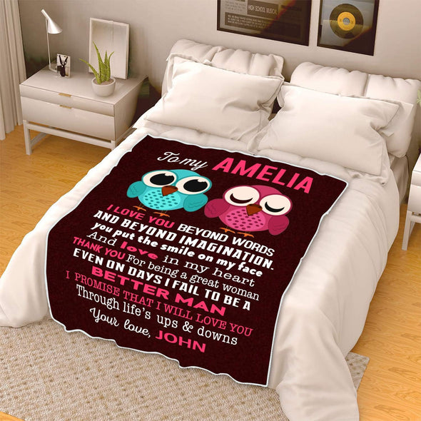 Customized Blanket for Couple with Partner's Name and with Quote, Wedding Gift, Valentine's Day Gift for Them. Supersoft Blanket