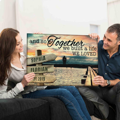 Crafted with Love: Personalized Couple Wall Canvas - Celebrate Your Journey with Custom Names and Dates! Perfect for Birthdays, Anniversaries, Valentine's Day, and Everyday Home Décor