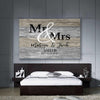 Personalized Mr. & Mrs. Couple's Canvas - Customized Home Décor for Anniversaries, Valentine's Day, and Weddings - Handcrafted in the USA