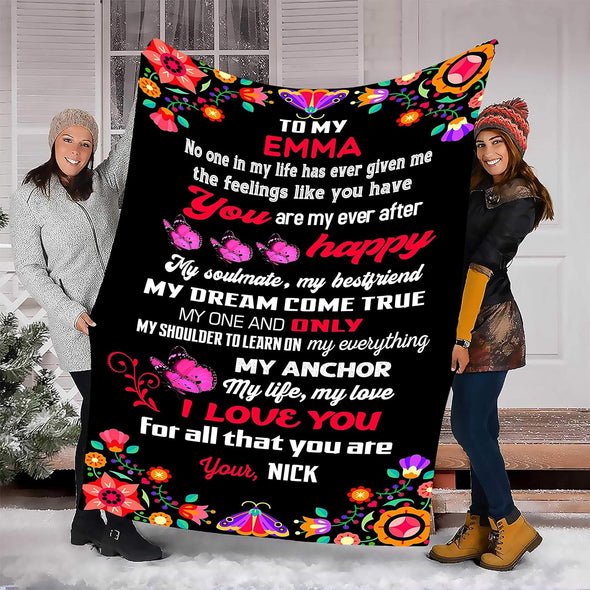 Customized Blanket for Couple, with Partner's Name and with Quotes, Wedding Gift, Valentine's Day Gift Super Soft and Cozy Blanket