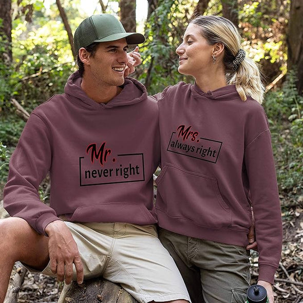 Mr. Never Right Mrs. Always Right, Pullover Hoodies, For Couples