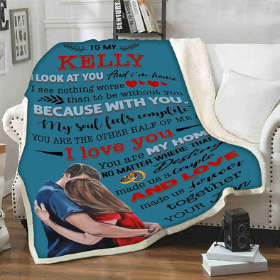 You are The Other Half of Me, Customized Fleece Blankets for Couples, Best Gift for Your Life Partner with Quotes, Valentine's Day, Birthday Gift, Super Soft and Cozy Blanket