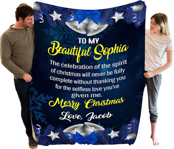 Merry Christmas Together: Elevate the Season with Personalized Couples Blankets - Luxuriously Soft and Cozy - Custom Names for a Festive Touch