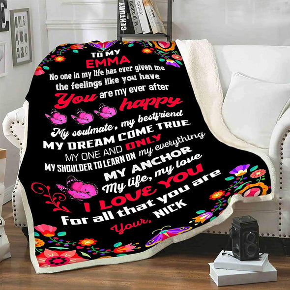 Customized Blanket for Couple, with Partner's Name and with Quotes, Wedding Gift, Valentine's Day Gift Super Soft and Cozy Blanket