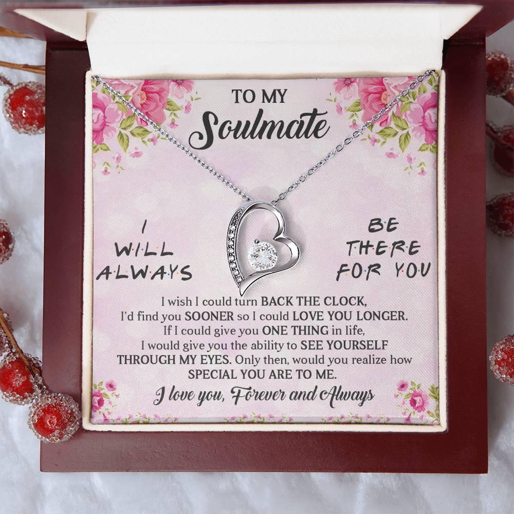 TO MY SOULMATE, FOREVER LOVE NECKLACE WITH BEAUTIFUL MESSAGE CARD FOR GIRLFRIEND/WIFE, UNIQUE GIFT FOR HER, BIRTHDAY GIFT AND ANNIVERSARY, FOREVER AND ALWAYS