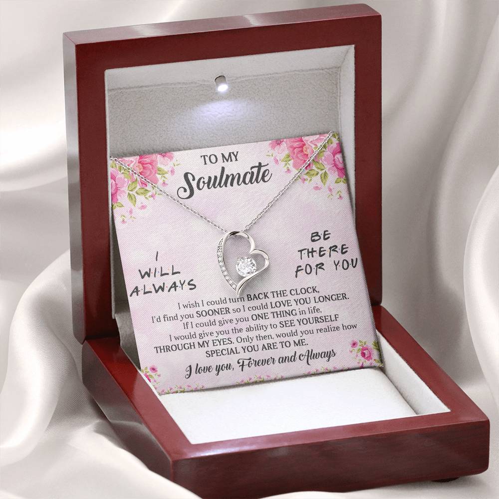 TO MY SOULMATE, FOREVER LOVE NECKLACE WITH BEAUTIFUL MESSAGE CARD FOR GIRLFRIEND/WIFE, UNIQUE GIFT FOR HER, BIRTHDAY GIFT AND ANNIVERSARY, FOREVER AND ALWAYS