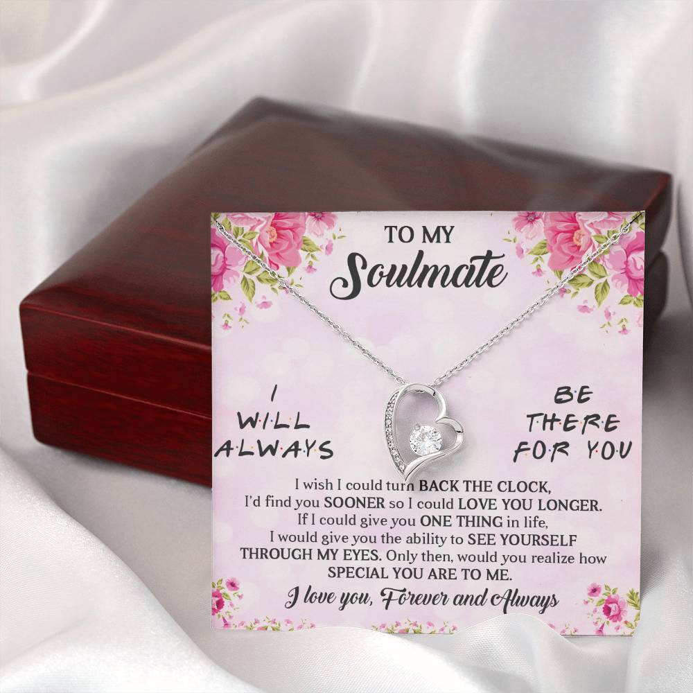 TO MY SOULMATE, FOREVER LOVE NECKLACE WITH BEAUTIFUL MESSAGE CARD FOR GIRLFRIEND/WIFE, UNIQUE GIFT FOR HER, BIRTHDAY GIFT AND ANNIVERSARY, FOREVER AND ALWAYS