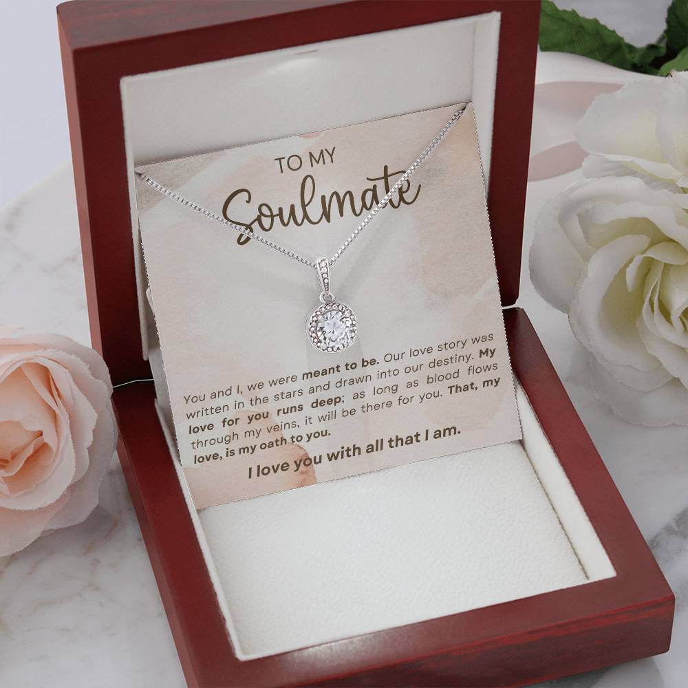 TO MY SOULMATE, ETERNAL HOPE NECKLACE, UNIQUE GIFT WITH MESSAGE CARD,  ANNIVERSARY AND BIRTHDAY GIFT HER, NECKLACE JEWELERY