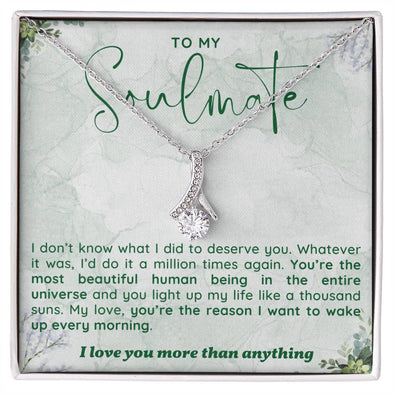 TO MY SOULMATE, ALLURING BEAUTY NECKLACE WITH MESSAGE CARD, UNIQUE GIFT FOR HER, BIRTHDAY, VALENTINE AND ANNIVERSARY GIFT FOR GIRLFRIEND/WIFE