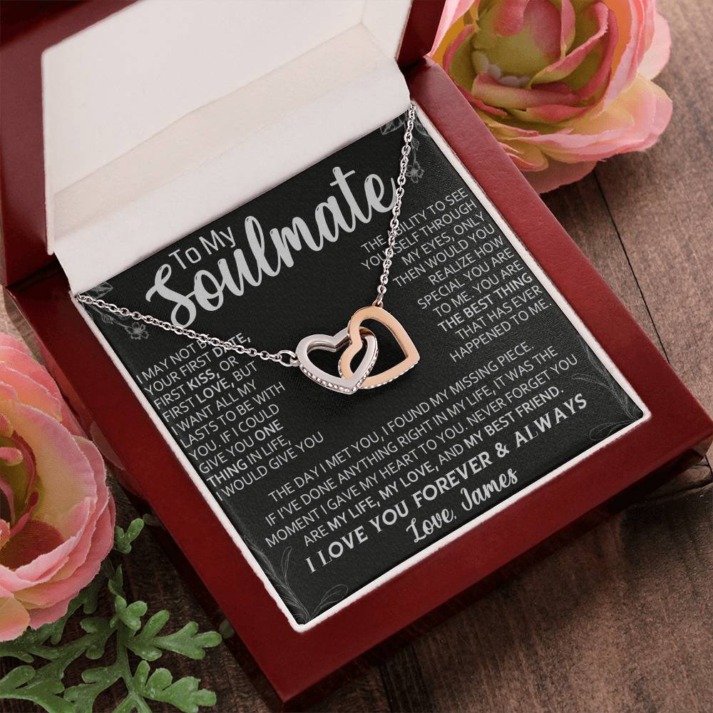 TO MY SOULAMTE, LOVE KNOT NECKACLE, BEAUTIFUL GIFT FOR HER WITH MESSGAGE CARD. BIRTHDAY AND ANNIVERSARY GIFT FOR WIFE