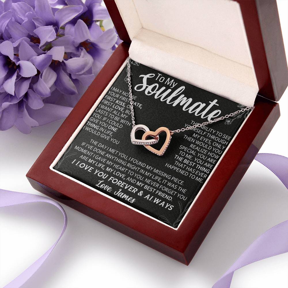 TO MY SOULAMTE, LOVE KNOT NECKACLE, BEAUTIFUL GIFT FOR HER WITH MESSGAGE CARD. BIRTHDAY AND ANNIVERSARY GIFT FOR WIFE