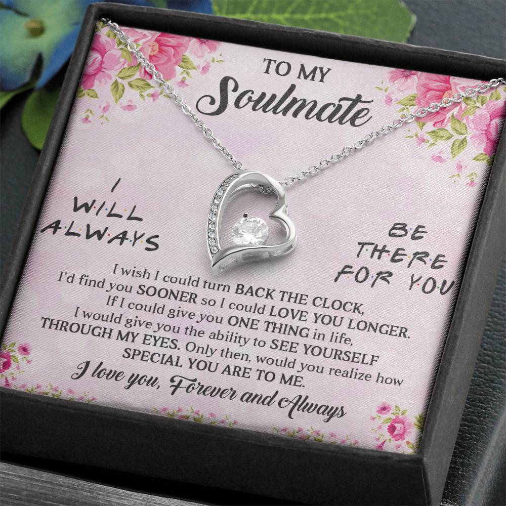 TO MY SOULMATE, FOREVER LOVE NECKLACE WITH BEAUTIFUL MESSAGE CARD FOR GIRLFRIEND/WIFE, UNIQUE GIFT FOR HER, BIRTHDAY GIFT AND ANNIVERSARY, FOREVER AND ALWAYS