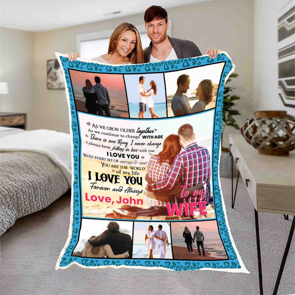 To My Wife "You Are World Of My Life" Personalized Blanket Gift For Wife