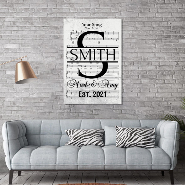 Customized Music Notes White Wall Art For Couples