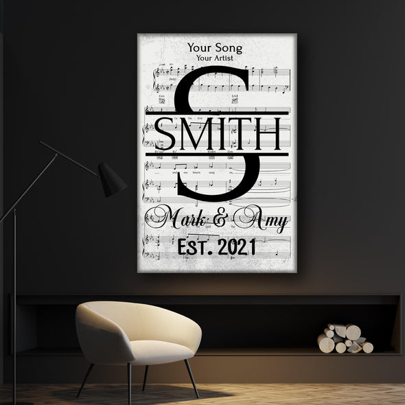 Customized Music Notes White Wall Art For Couples