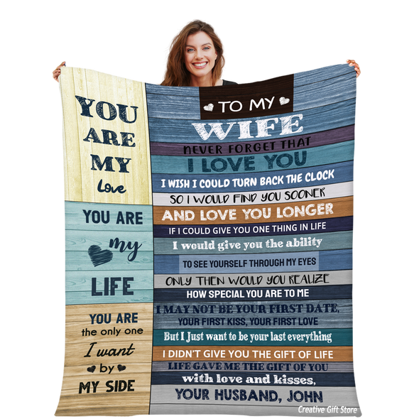 To My Wife "You Are My Life" Customized Blanket