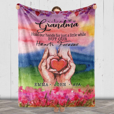 Customized Blanket For Grandma With Grandkids Name