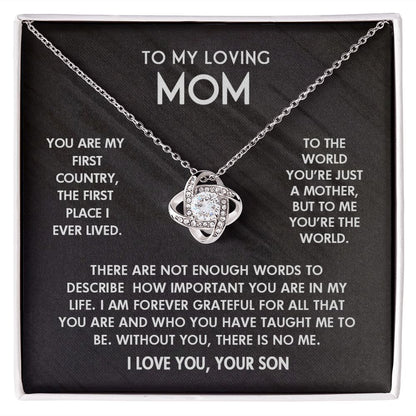 To My Loving Mom I Love You Knot Pendant For Mother's Day