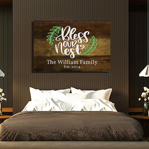 "Our Nest" Family Personalized Canvas Wallart